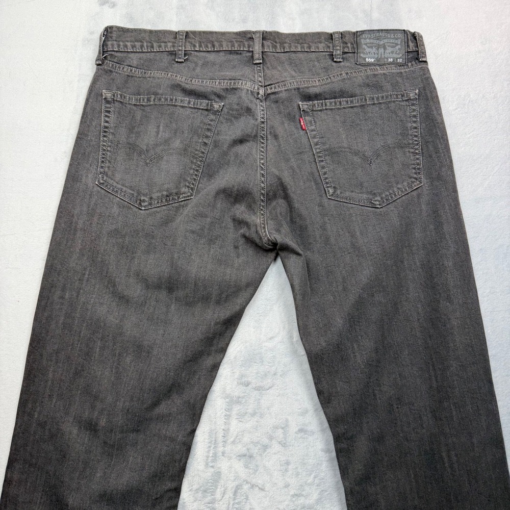 Levi's 559 Relaxed Straight Jeans Mens 38x32 Black Faded Black Denim 0626-0466 - Picture 9 of 13